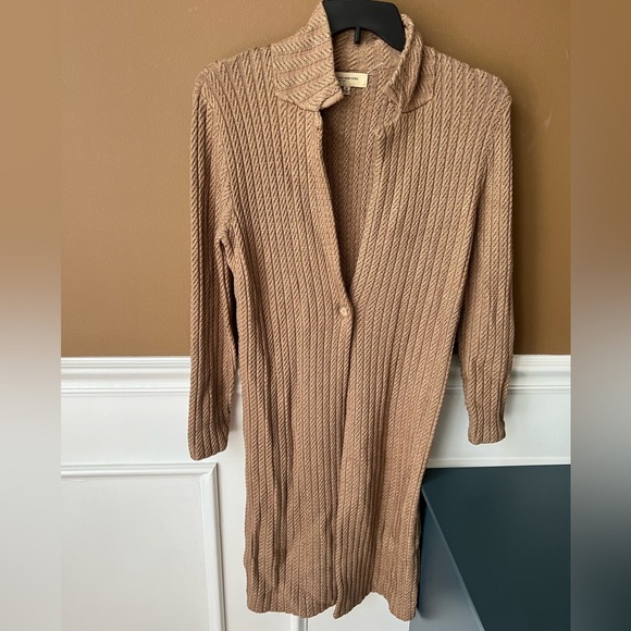 Jones New York Knit Collection Women’s Tan Cable Knit Long Cardigan Size M - Picture 1 of 6